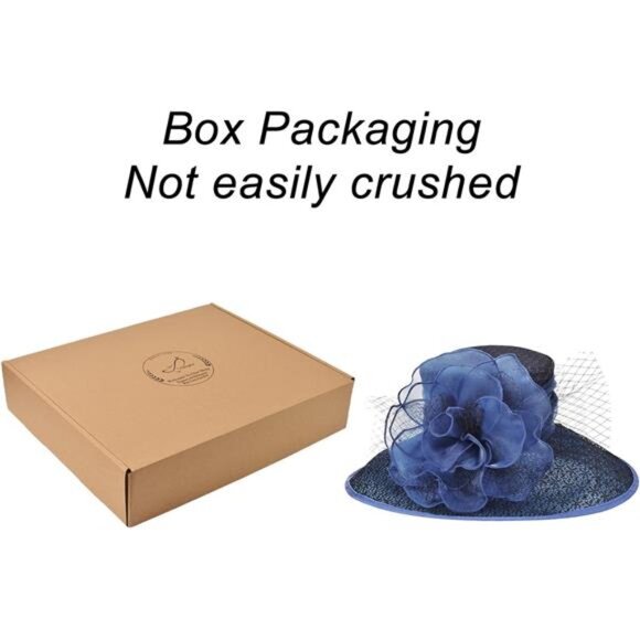 Derby Hats for Women, Classy Organza Sun Hat, Navy Blue